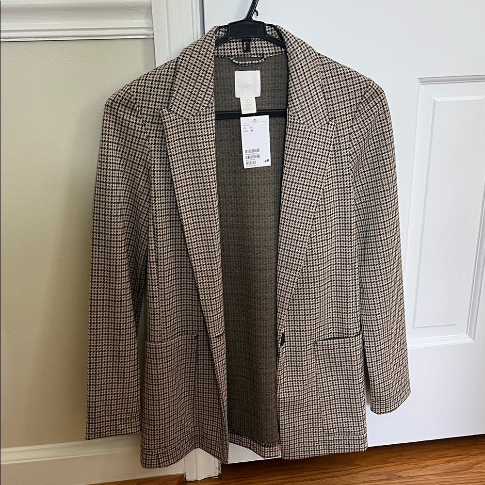 H&M Brown Black Check Blazer